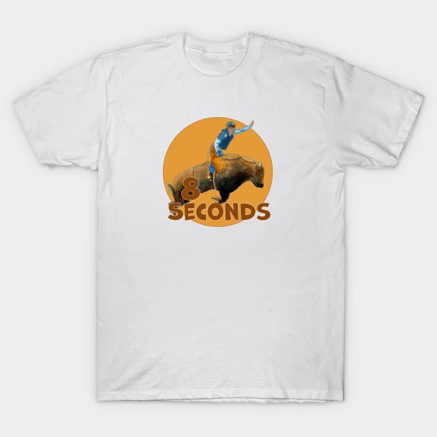 8 Seconds, Bull Riding T-Shirt by MMcBuck